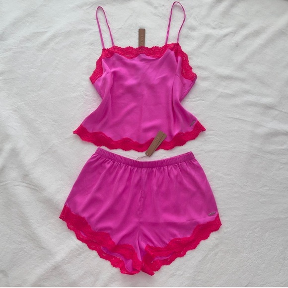 SKIMS Other - SKIMS Lace Trim Silk Cami & Short Set | Valentine’s Collection